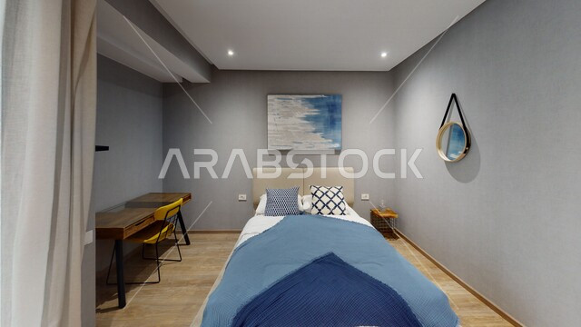 صورة لغرفة نوم  في شقة سكنية بتصاميم عصرية و جذابة ، ديكورات رائعة ، أثاث منزلي راقي ، تصاميم فخمة و جميلة ، شقق سكنية سياحية ، أوتيل ، فنادق فاخرة