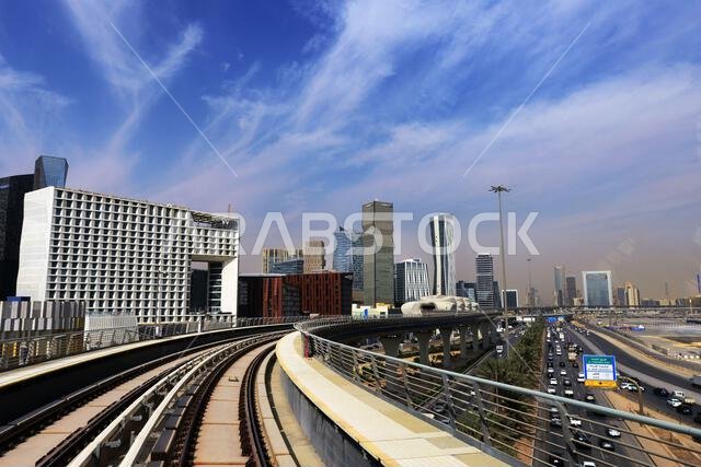 The modern metro train in Riyad, Saudi Arabia.