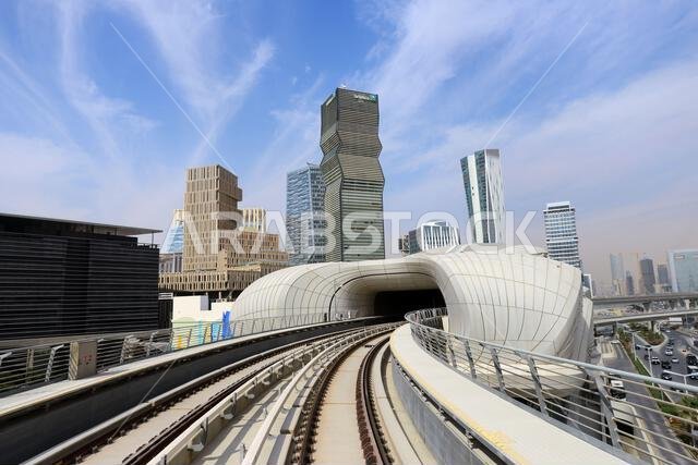 The modern and beautiful KAFD metro station in Riyadh, Saudi Arabia. The modern and beautiful KAFD metro station in Riyadh, Saudi Arabia.