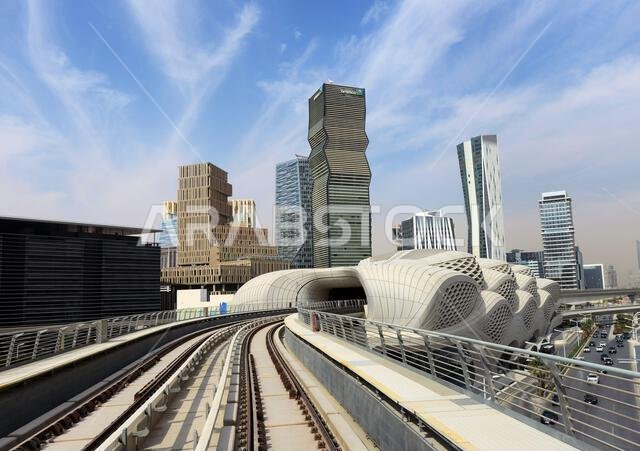 The modern and beautiful KAFD metro station in Riyadh, Saudi Arabia. The modern and beautiful KAFD metro station in Riyadh, Saudi Arabia.