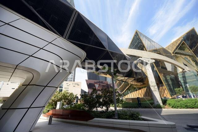The modern and beautiful KAFD metro station in Riyadh, Saudi Arabia.