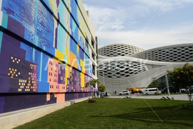 The modern and beautiful KAFD metro station in Riyadh, Saudi Arabia.