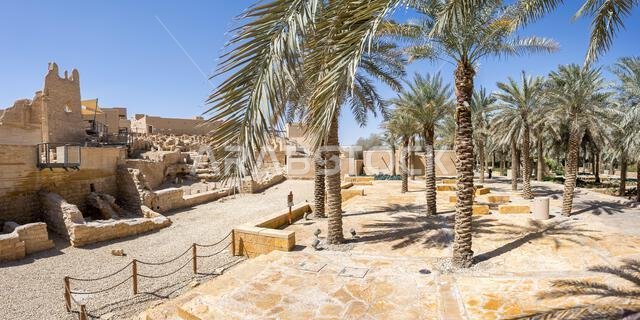 Riyadh Salwa Palace in the historic district of At-Turaif UNESCO World Heritage site panorama in Diriyah Riyadh, Saudi Arabia