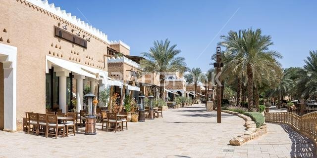 Riyadh restaurants at Al Bujairi terrace in the historic district of At-Turaif UNESCO World Heritage site architecture panorama in Riyadh, Saudi Arabi Riyadh restaurants at Al Bujairi terrace in the historic district of At-Turaif UNESCO World Heritage site architecture panorama in Riyadh, Saudi Arabi