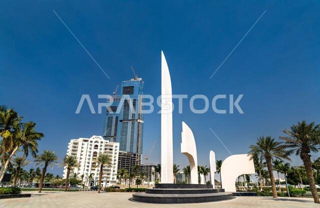 جدة، المملكة العربية السعودية - ١١ فبراير ٢٠٢٦: تمثال النورس، وهو تمثال أبيض حديث في ساحة النورس على واجهة كورنيش جدة البحرية، محاط بأشجار النخيل. جدة، المملكة العربية السعودية - ١١ فبراير ٢٠٢٦: تمثال النورس، وهو تمثال أبيض حديث في ساحة النورس على واجهة كورنيش جدة البحرية، محاط بأشجار النخيل.