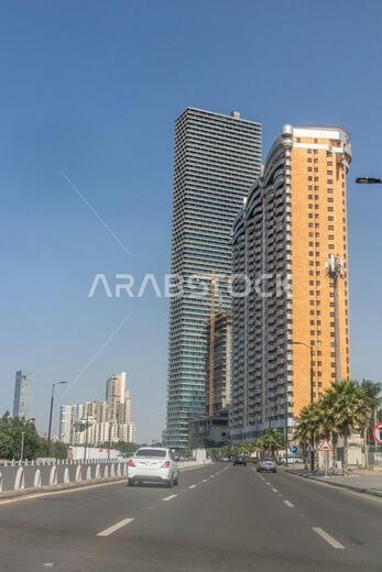 ناطحات سحاب بالقرب من كورنيش جدة، المملكة العربية السعودية