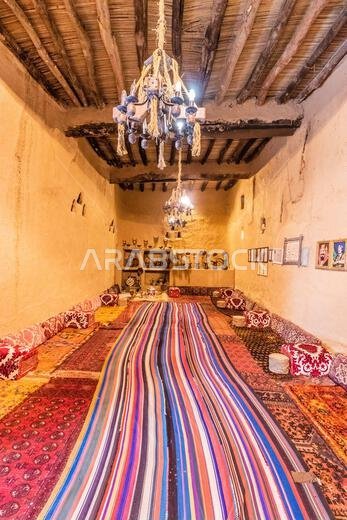 JUBBAH, SAUDI ARABIA - NOVEMBER 3, 2021: Interior of Nasser Al-Thuwaini Museum in Jubbah, Saudi Arabia
