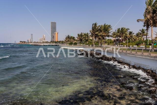 View of corniche promenade in Jeddah, Saudi Arabia