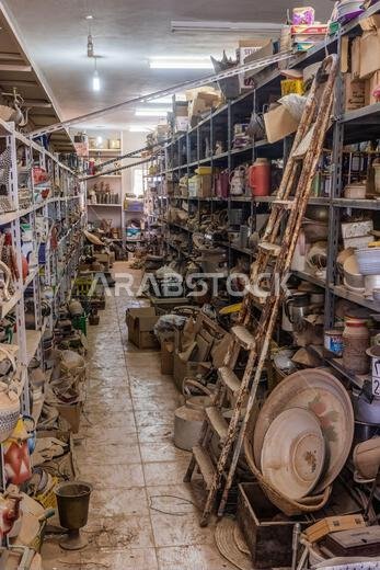 SAKAKA, SAUDI ARABIA - NOVEMBER 6, 2021: Interior of a small museum in Sakaka, Saudi Arabia