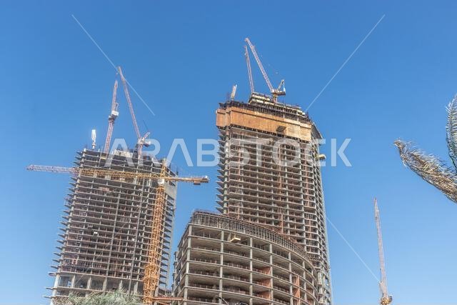 Skyscrapers under construction in Jeddah, Saudi Arabia Skyscrapers under construction in Jeddah, Saudi Arabia