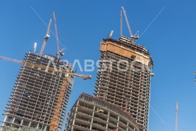 Skyscrapers under construction in Jeddah, Saudi Arabia Skyscrapers under construction in Jeddah, Saudi Arabia