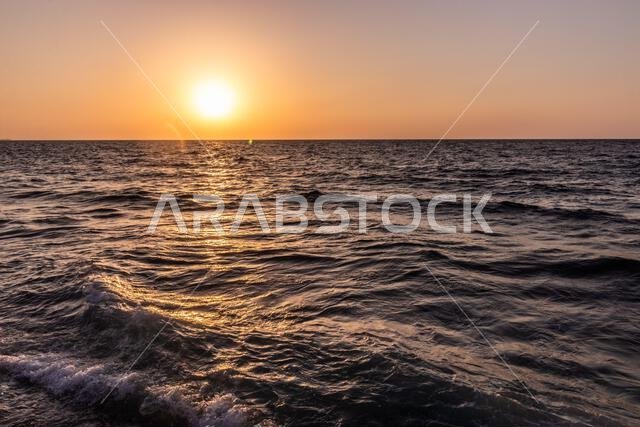 Sunset at the sea in Jeddah, Saudi Arabia