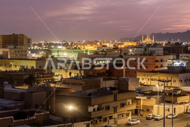 الأفق الليلي لمدينة حائل بالمملكة العربية السعودية