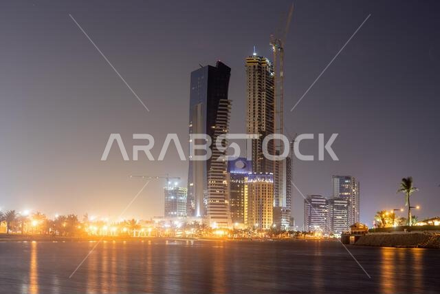 Skyscrapers under construction at the waterfront in Jeddah, Saudi Arabia Skyscrapers under construction at the waterfront in Jeddah, Saudi Arabia