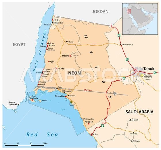 Map of the Saudi Arabian settlement project Neom