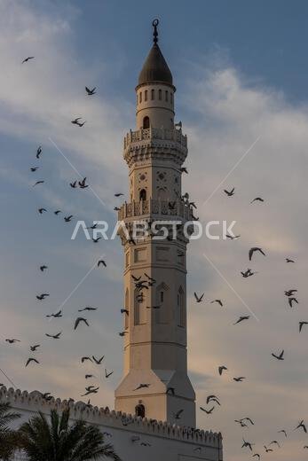 Minaret of Quba mosque in Medina, Saudi Arabia