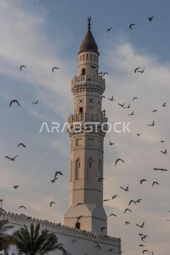 Minaret of Quba mosque in Medina, Saudi Arabia