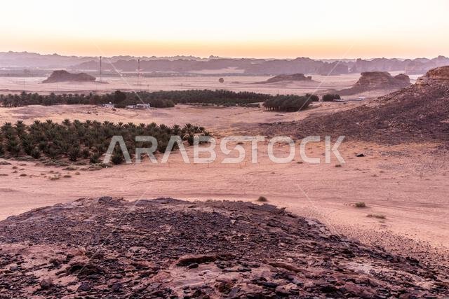 Morning view of desert landscape near Al Ula, Saudi Arabia Morning view of desert landscape near Al Ula, Saudi Arabia