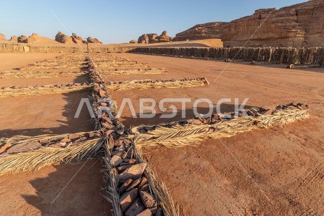 Parking lot at Jabal Al-Fil (Elephant Rock) rock formation near Al Ula, Saudi Arabia