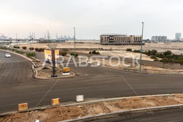 JEDDAH, SAUDI ARABIA - NOVEMBER 15, 2021: View of a landscape near the Central Fish market in Jeddah, Saudi Arabia JEDDAH, SAUDI ARABIA - NOVEMBER 15, 2021: View of a landscape near the Central Fish market in Jeddah, Saudi Arabia