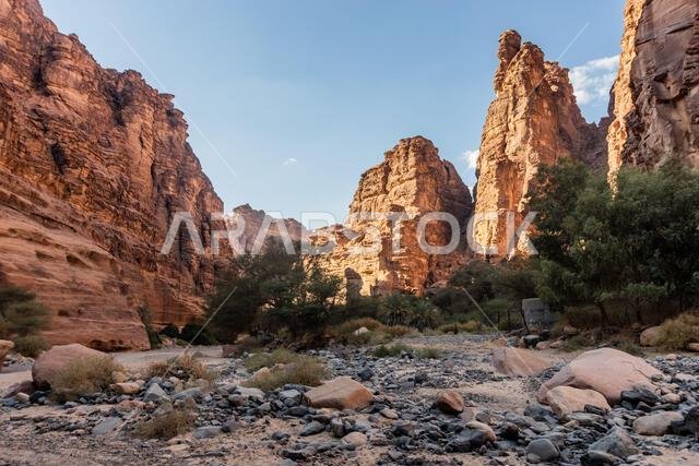 Steep cliffs of  Wadi al Disah canyon, Saudi Arabia