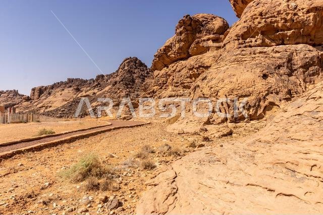 Path around rock art (petroglyphs) in Jubbah, Saudi Arabia
