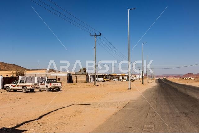 AL FARAAH, SAUDI ARABIA - NOVEMBER 8, 2021: Road through Al Faraah village, Saudi Arabia