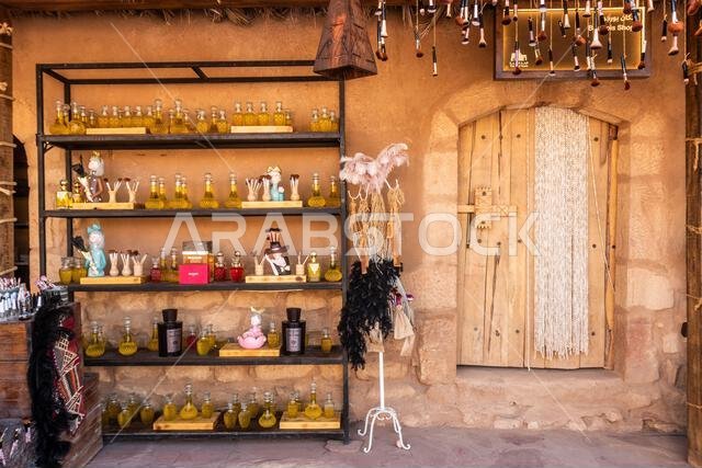 AL ULA, SAUDI ARABIA - NOVEMBER 8, 2021: Frangrance store in Al Ula Old town, Saudi Arabia