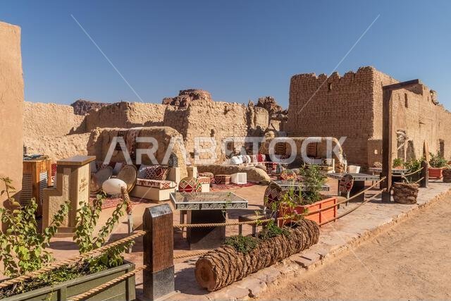 AL ULA, SAUDI ARABIA - NOVEMBER 8, 2021: Cafe in Al Ula Old town, Saudi Arabia