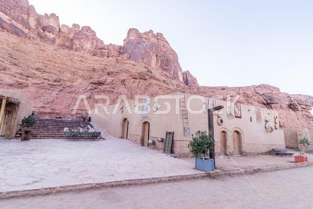 AL ULA, SAUDI ARABIA - NOVEMBER 8, 2021: Renovated old house in Al Ula Old town, Saudi Arabia