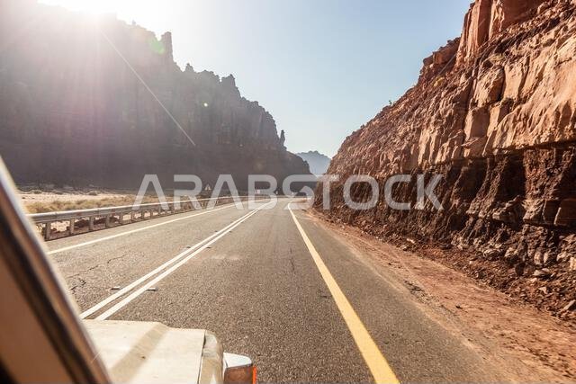 Road in Wadi Disah canyon, Saudi Arabia