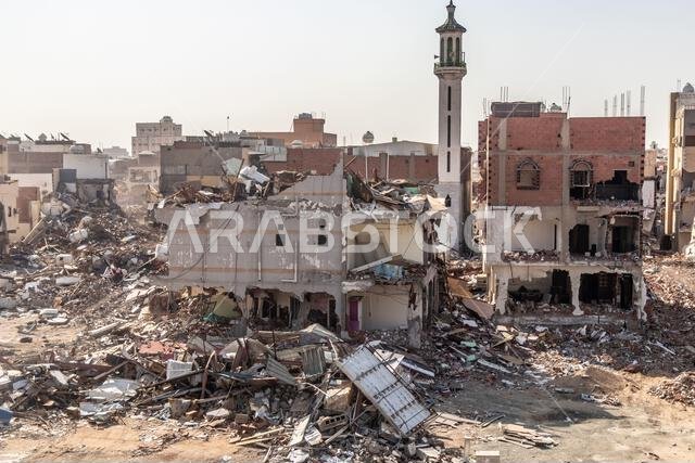هدم حي قديم في جدة، المملكة العربية السعودية