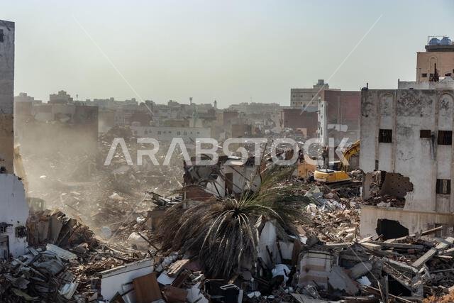 هدم حي قديم في جدة، المملكة العربية السعودية