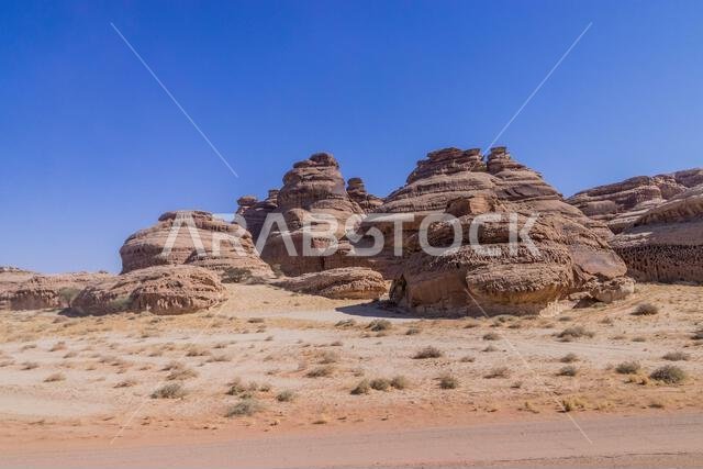 Rock formations at Hegra (Mada'in Salih) site near Al Ula, Saudi Arabia Rock formations at Hegra (Mada'in Salih) site near Al Ula, Saudi Arabia
