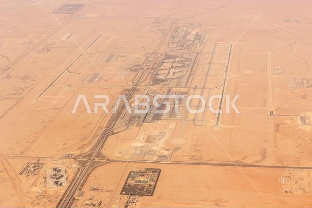 Aerial view of King Khalid International Airport in Riyadh, Saudi Arabia
