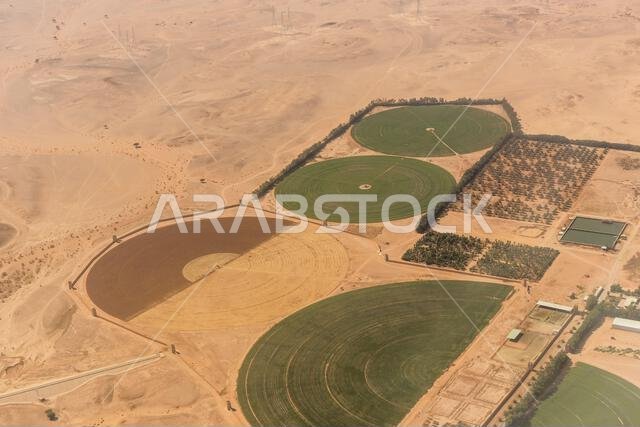 صورة جوية لمزرعة بالقرب من الرياض، المملكة العربية السعودية