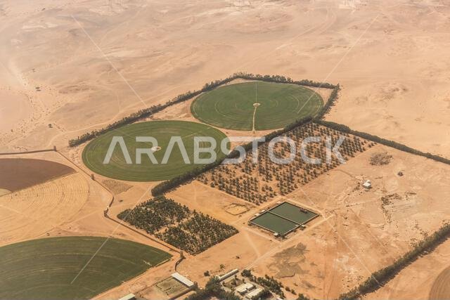 Aerial view of a farm near Riyadh, Saudi Arabia