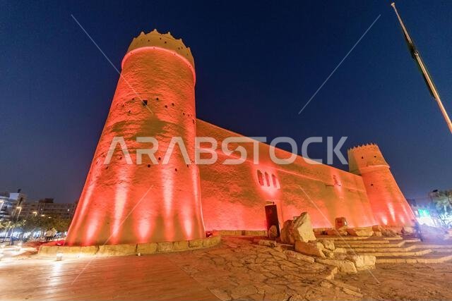 Evening view of Masmak Fort in Riyadh, Saudi Arabia