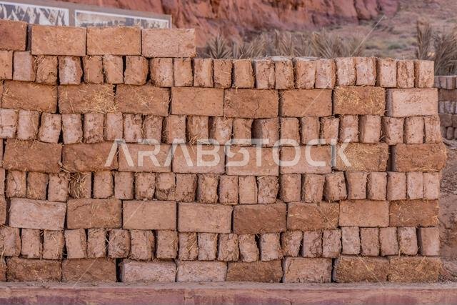 Adobe brock drying in Al Ula Old town, Saudi Arabia