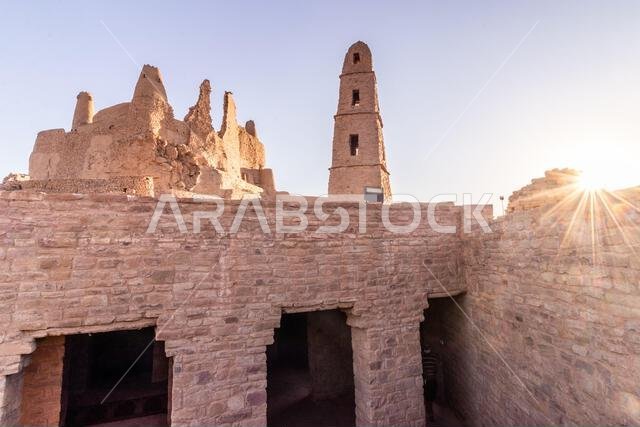 Ancient Umar (Omar) mosque and Marid Castle in Dumat al Jandal, Saudi Arabia
