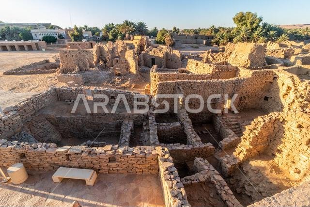 صورة جوية لأطلال حي الدارعي في دومة الجندل، المملكة العربية السعودية