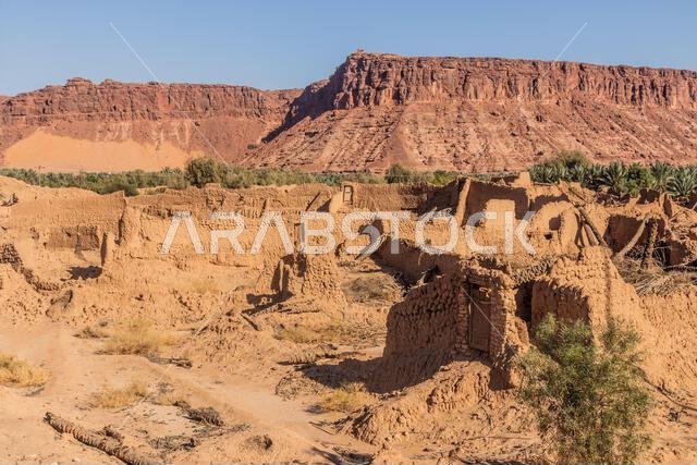 Ruins of mud houses in Al Ula Old town, Saudi Arabia