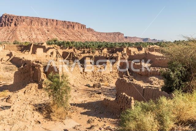 Ruins of mud houses in Al Ula Old town, Saudi Arabia