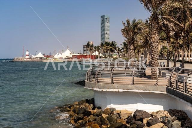 View of corniche promenade in Jeddah, Saudi Arabia