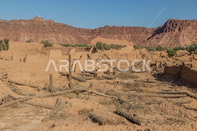 Ruins of mud houses in Al Ula Old town, Saudi Arabia