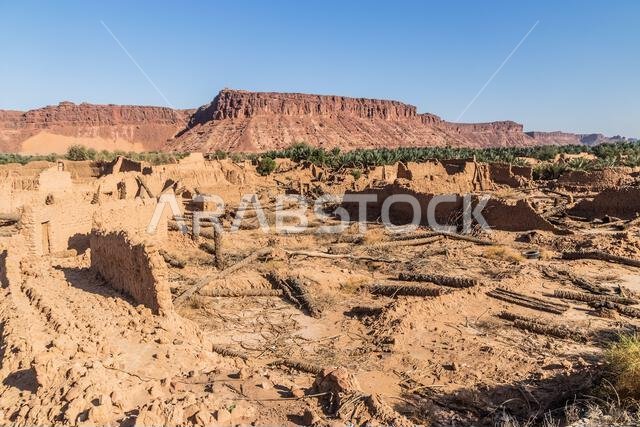 Ruins of mud houses in Al Ula Old town, Saudi Arabia