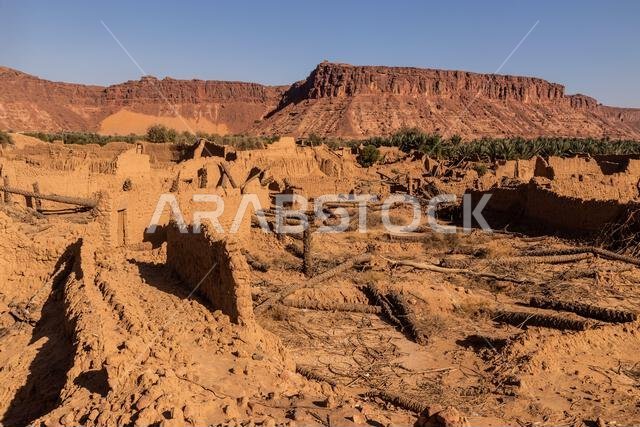 Ruins of mud houses in Al Ula Old town, Saudi Arabia