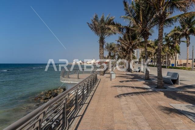 View of corniche promenade in Jeddah, Saudi Arabia