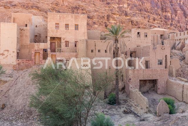 Ruins of mud houses in Al Ula Old town, Saudi Arabia