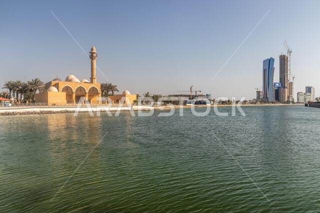 Abdul Qadir Faqih Mosque at corniche promenade in Jeddah, Saudi Arabia